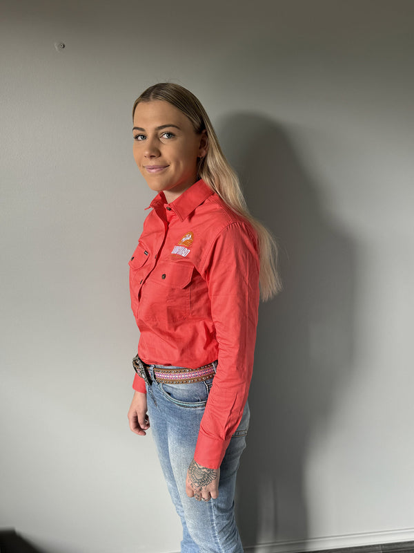 Womens Work Shirt Half Button Watermelon