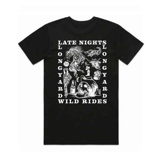 Late Nights Wild Rides Tee - Black